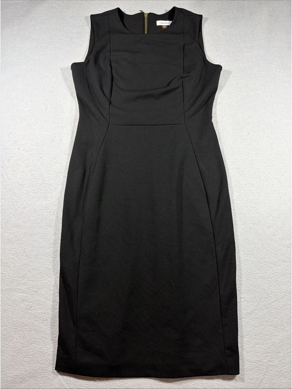 Calvin Klein Black Sleeveless Sheath Dress Tailored Panel Seams Size 6 0188